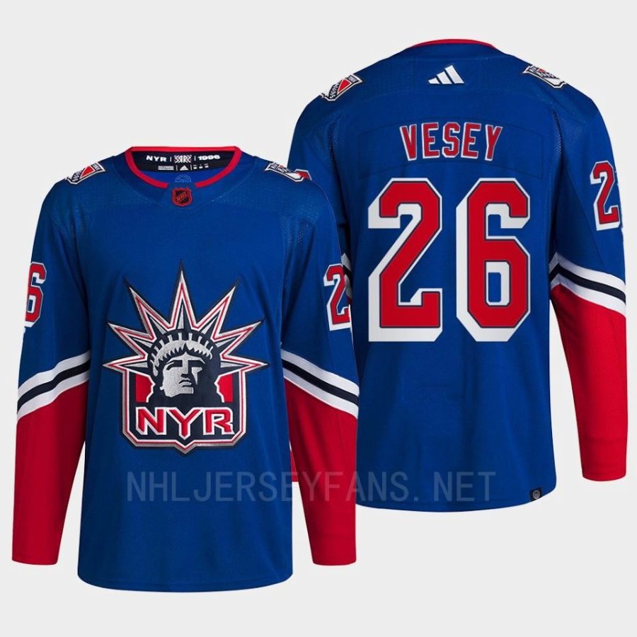 men rangers jimmy vesey 2022 authentic primegreen reverse retro 2.0 blue jersey