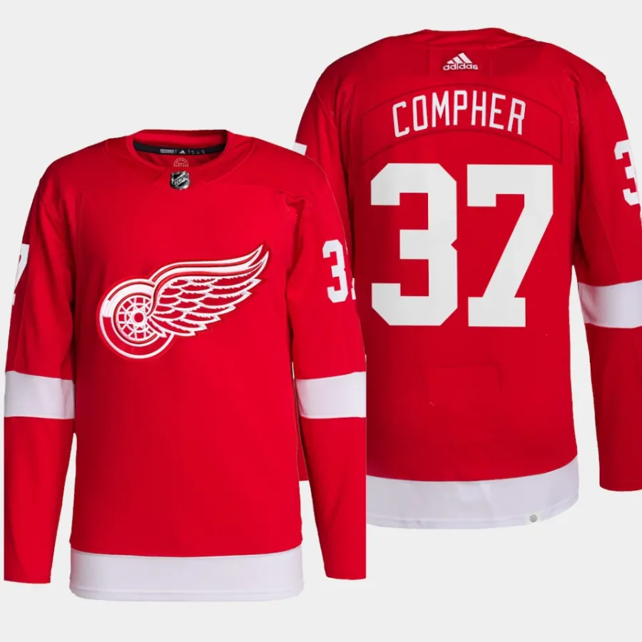 men red wings j.t. compher authentic pro home primegreen red jersey