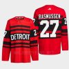 men red wings michael rasmussen 2022 authentic pro reverse retro 2.0 red jersey