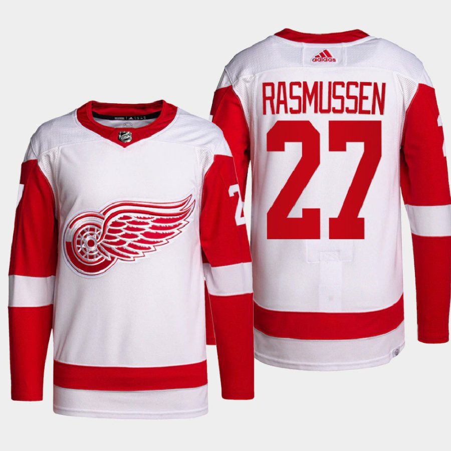 men red wings michael rasmussen 2022 primegreen authentic pro away white jersey