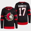 men senators adam gaudette 2022 primegreen authentic pro home black jersey