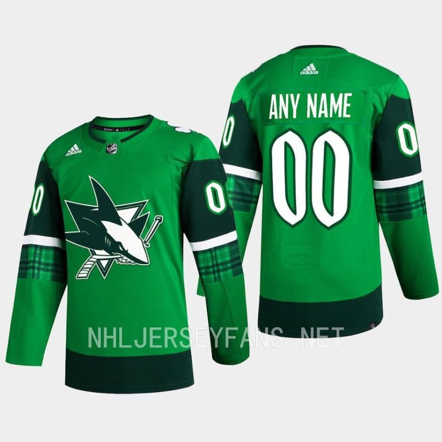 men sharks custom 2023 st. patricks day primegreen authentic jersey green