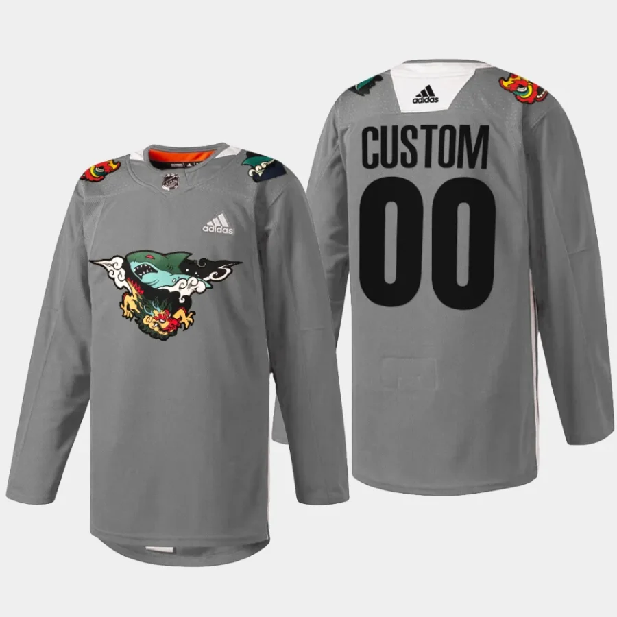 men sharks custom dragon 2024 lunar new year gray jersey