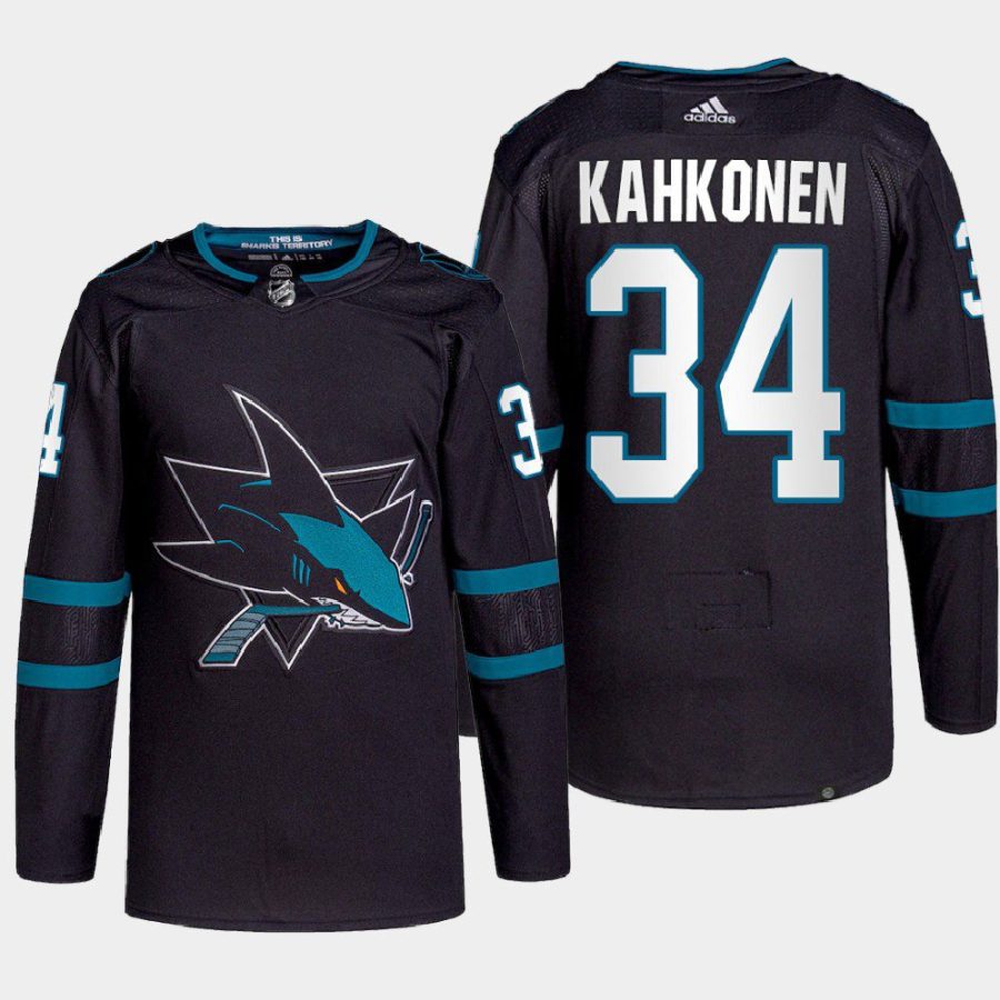 men sharks kaapo kahkonen 2022 primegreen authentic pro alternate black jersey