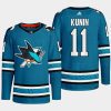 men sharks luke kunin 2022 23 primegreen authentic home teal jersey