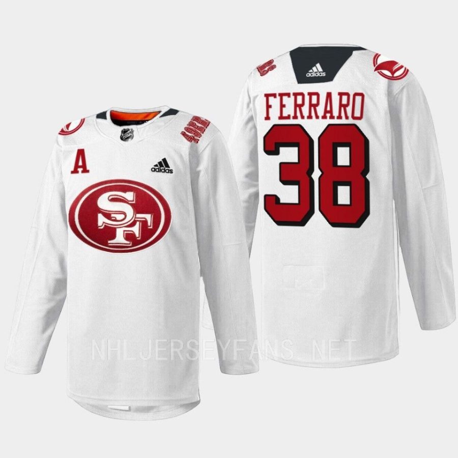 men sharks mario ferraro 2022 specialty warm up 49er mash up white jersey