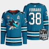 men sharks mario ferraro primegreen wilson 24 patch teal jersey