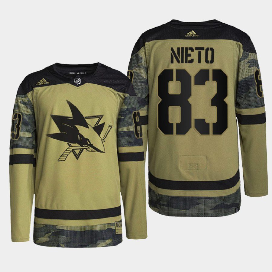 men sharks matt nieto authentic practice military appreciation 2022 camo jersey