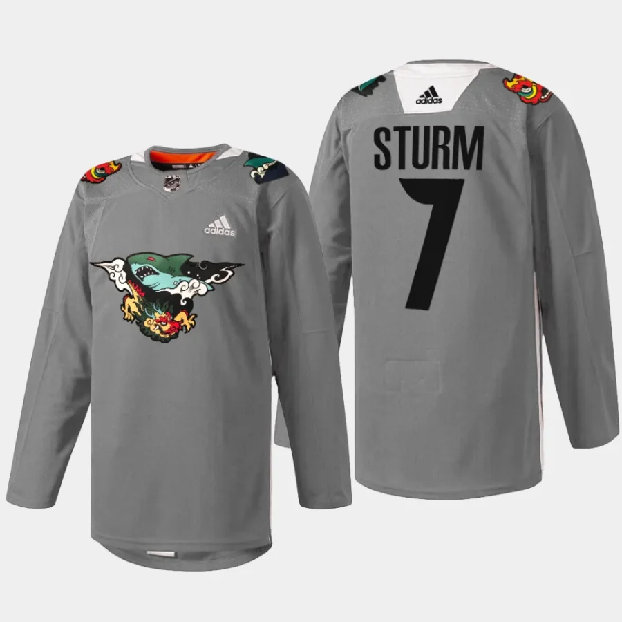 men sharks nico sturm dragon 2024 lunar new year gray jersey