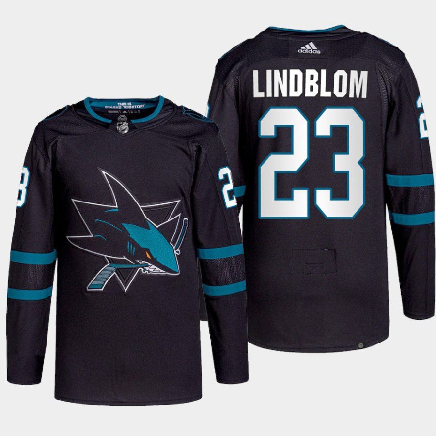 men sharks oskar lindblom 2022 alternate primegreen authentic black jersey