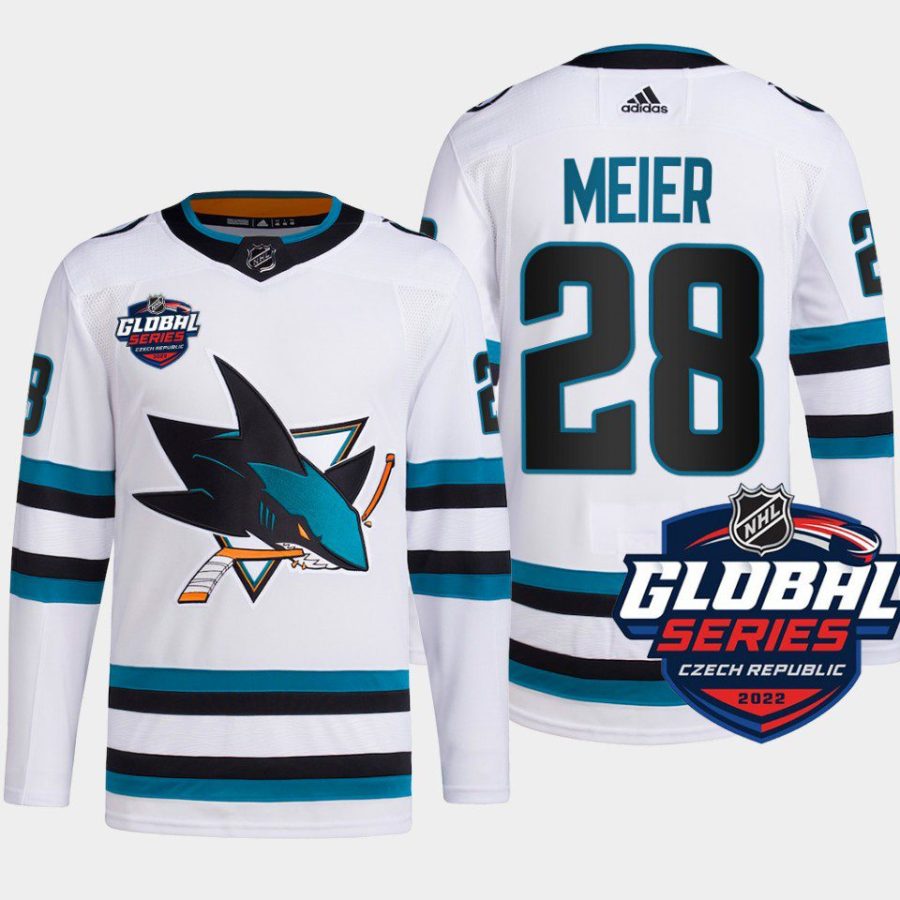 men sharks timo meier primegreen 2022 global series white jersey