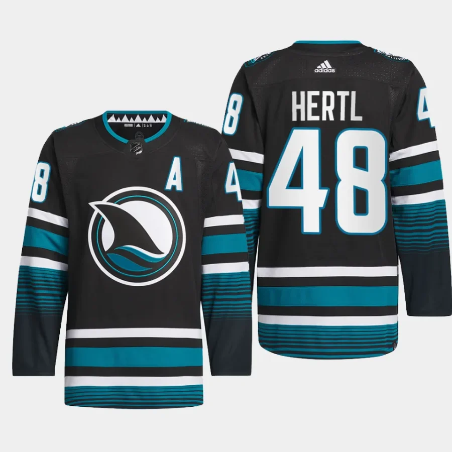 men sharks tomas hertl 2023 24 authentic pro cali fin 3rd alternate black jersey