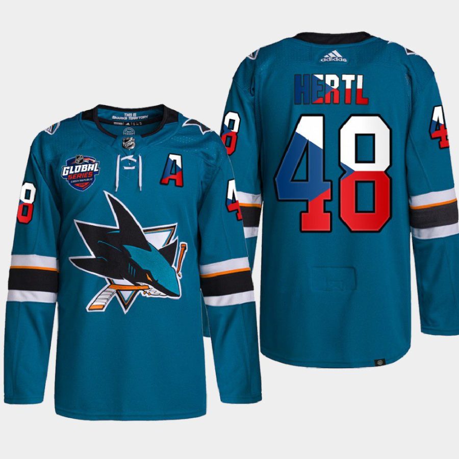 men sharks tomas hertl czech republic challenge 2022 nhl global series teal jersey