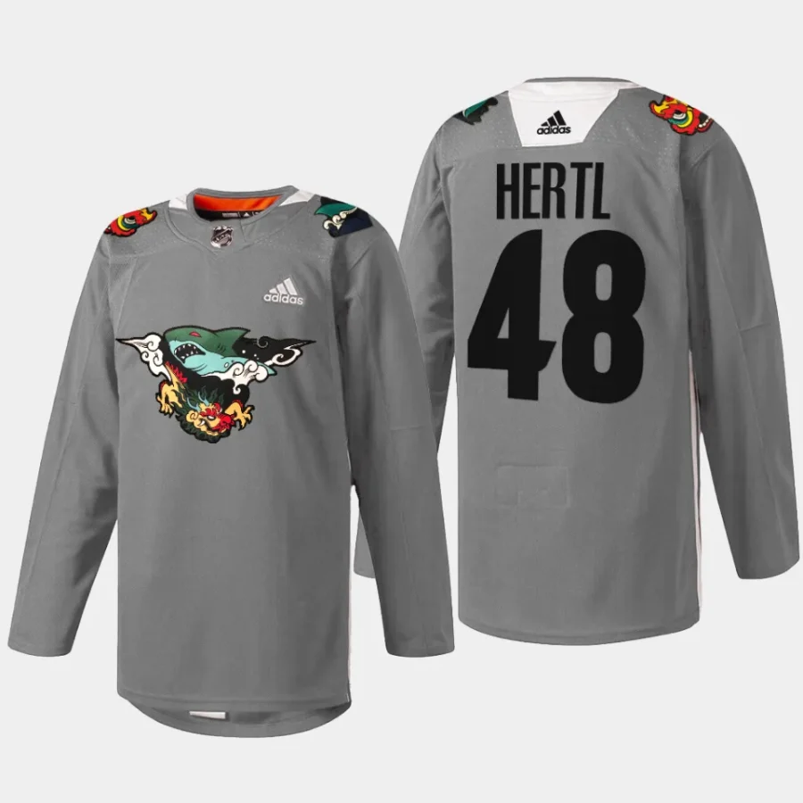 men sharks tomas hertl dragon 2024 lunar new year gray jersey