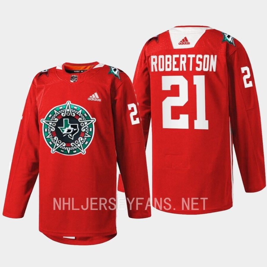 men stars jason robertson warmup noche mexicana 2023 red jersey