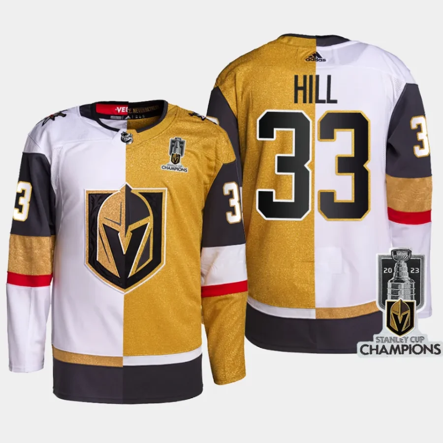 men vgk adin hill split 2023 stanley cup champions authentic white gold jersey