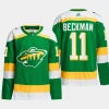 men wild adam beckman 2023 24 primegreen alternate authentic player green jersey