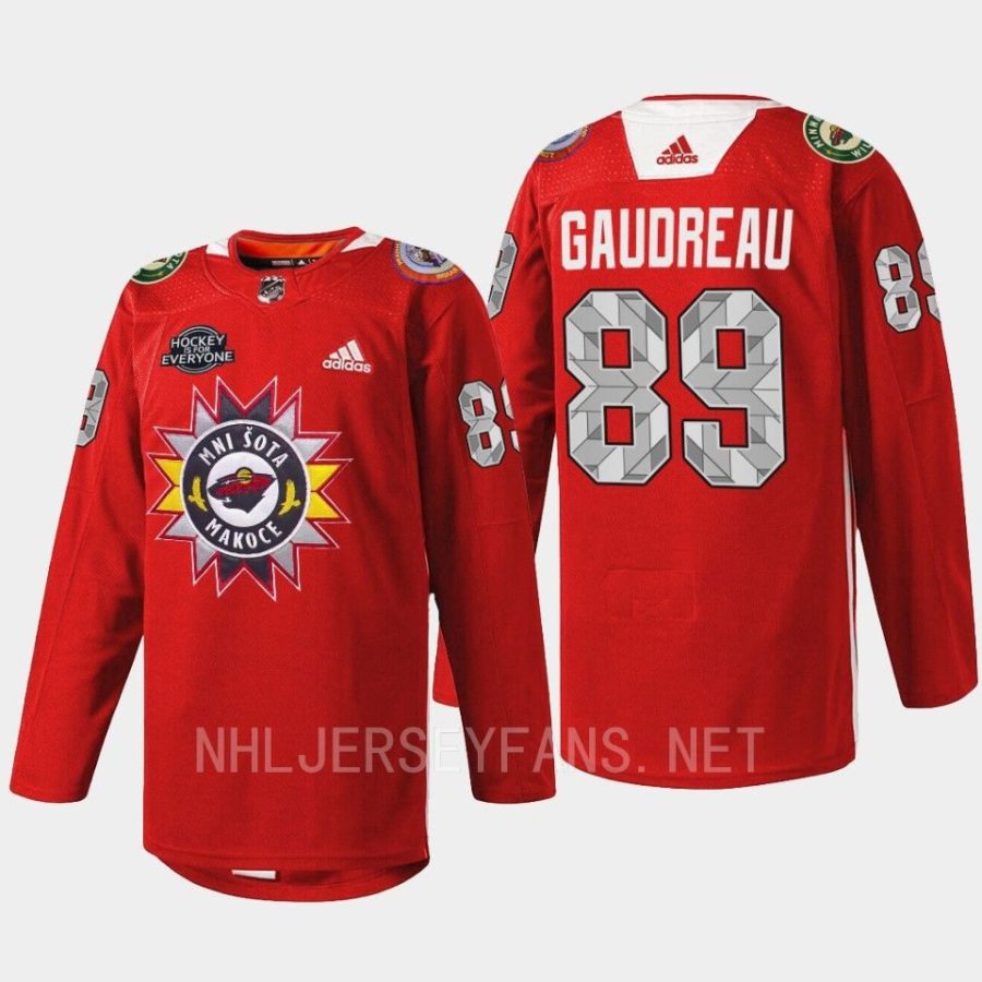 men wild frederick gaudreau 2022 warmup native american heritage red jersey