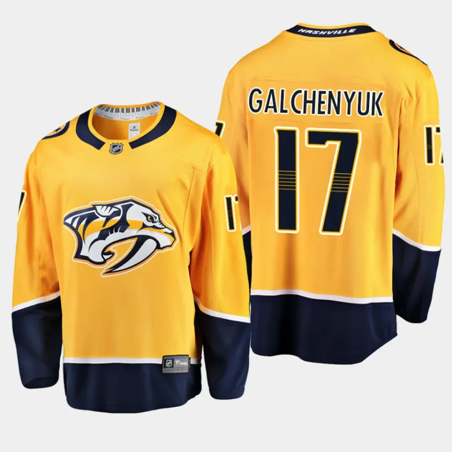 nashville predators alex galchenyuk home 2022 23 breakaway player jersey gold