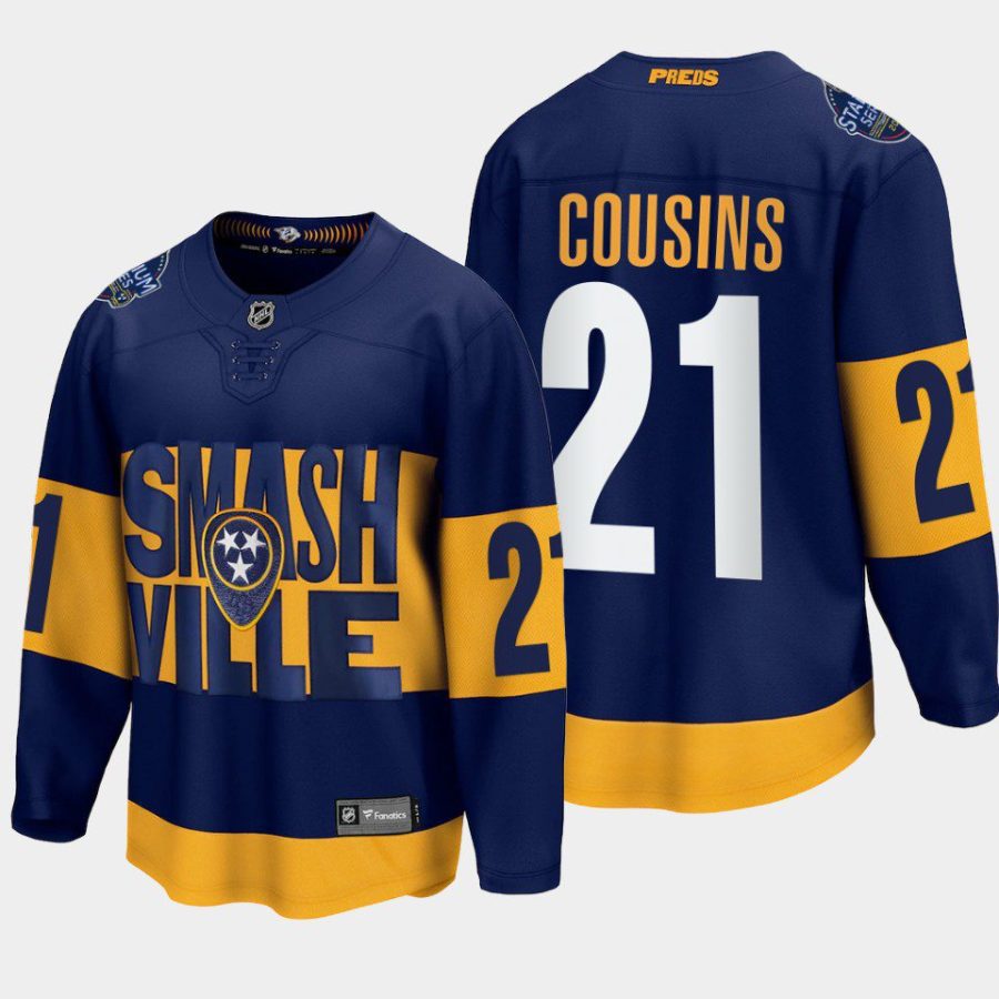 nashville predators nick cousins 2022 stadium series jersey navy