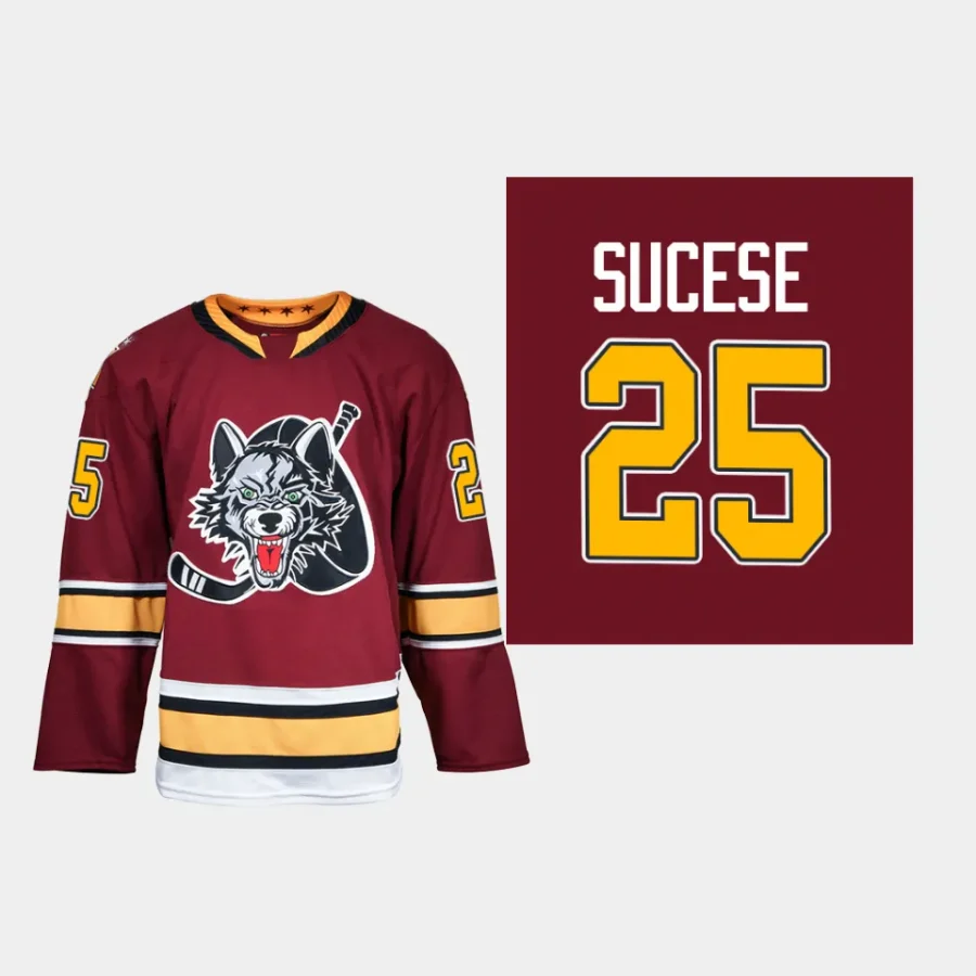 nate sucese chicago wolves burgundy 2023 24ahl authentic quicklite 30th season jersey