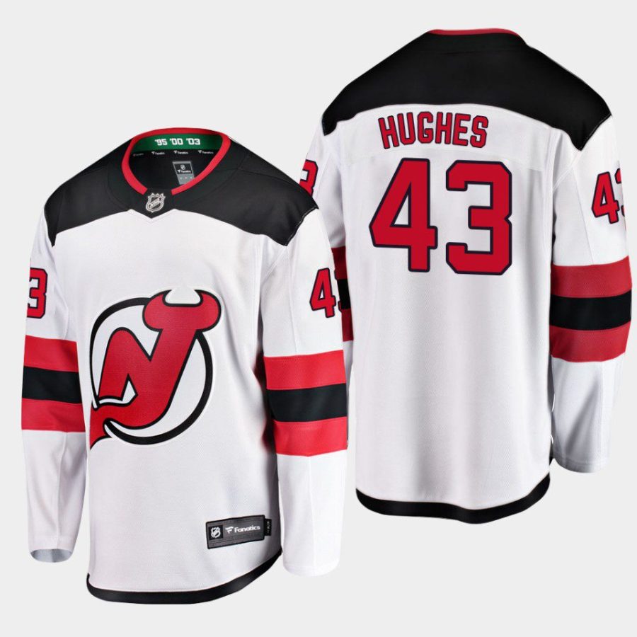 new jersey devils luke hughes away breakaway player jersey white