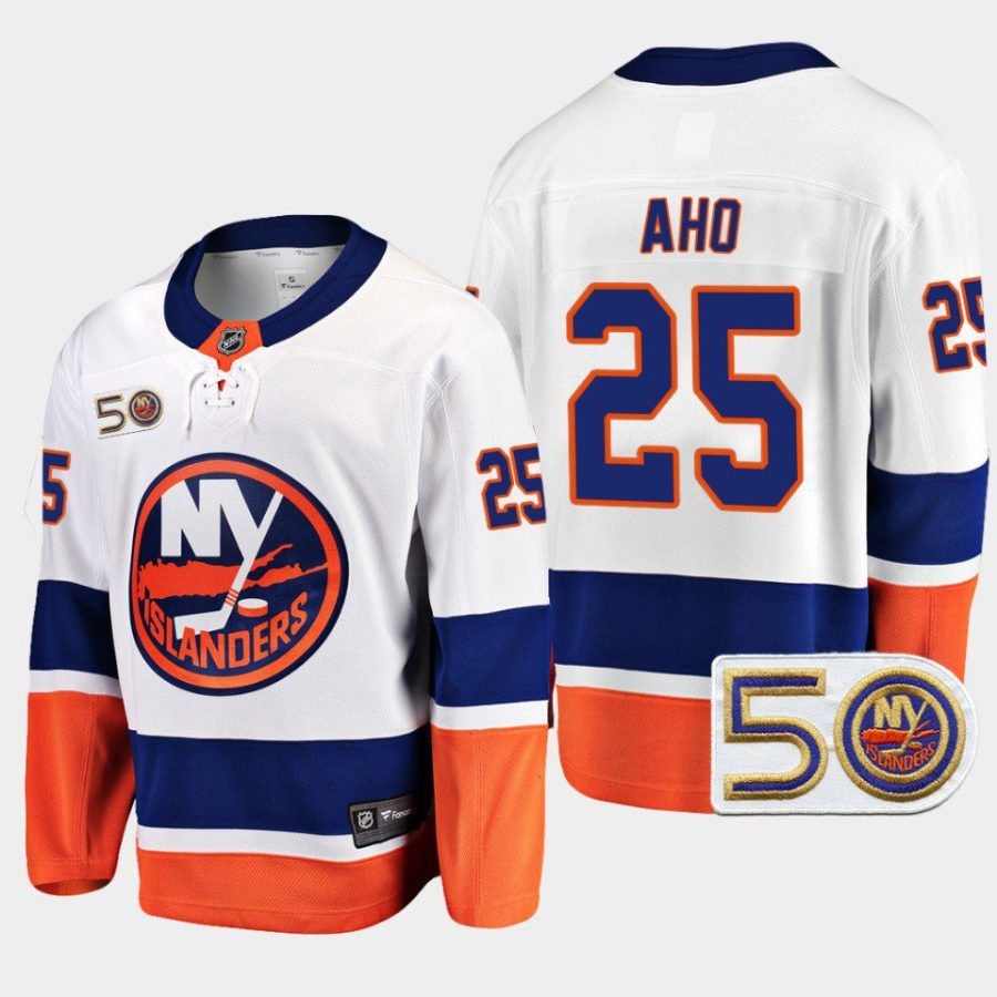 new york islanders sebastian aho 50th anniversary 2022 23 away jersey white