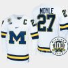 nolan moyle michigan wolverines white 100th anniversary hockey jersey