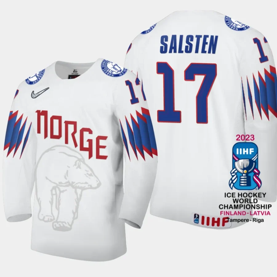 norway hockey eirik salsten 2023 iihf world championship men home jersey white