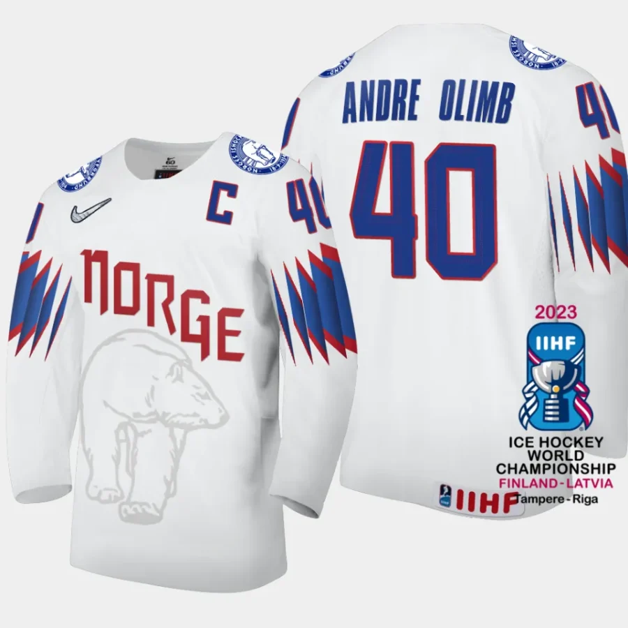 norway hockey ken andre olimb 2023 iihf world championship men home jersey white