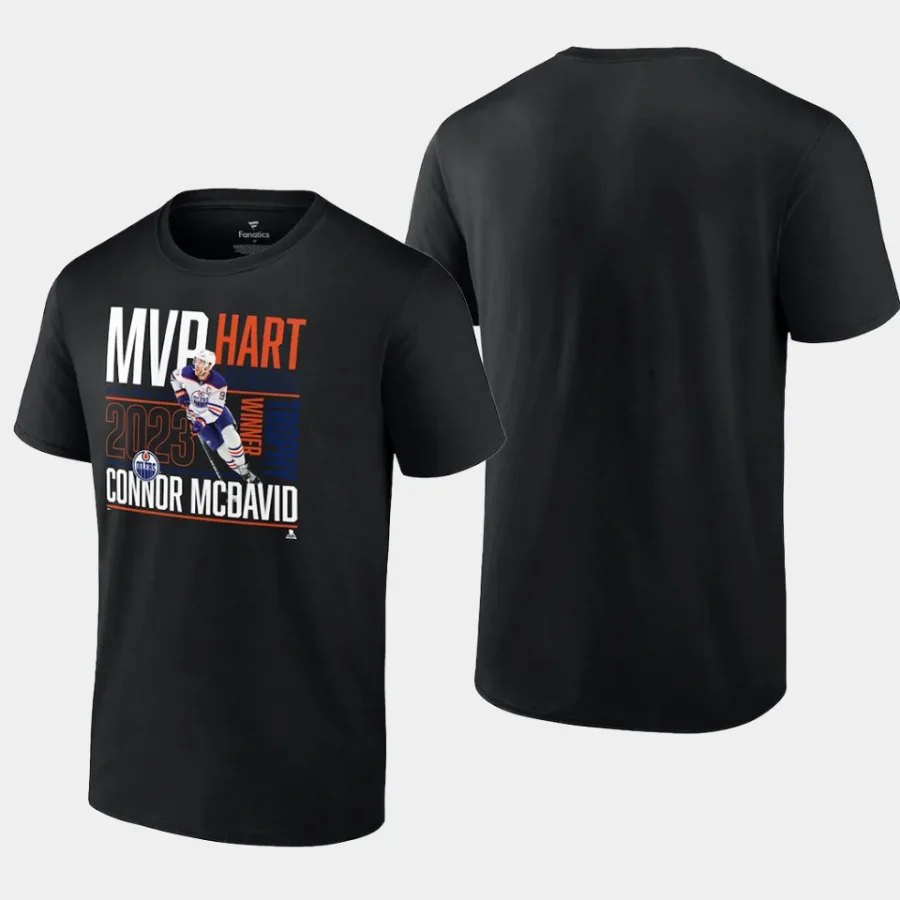 oilers connor mcdavid black 2023 hart trophy winner t shirt