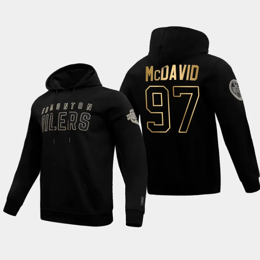 oilers connor mcdavid black gold pullover hoodie