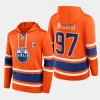 oilers connor mcdavid orange name number lace up pullover hoodie