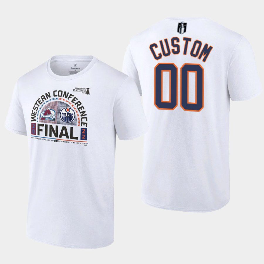 oilers custom white 2022 stanley cup playoffs western finals matchup tee