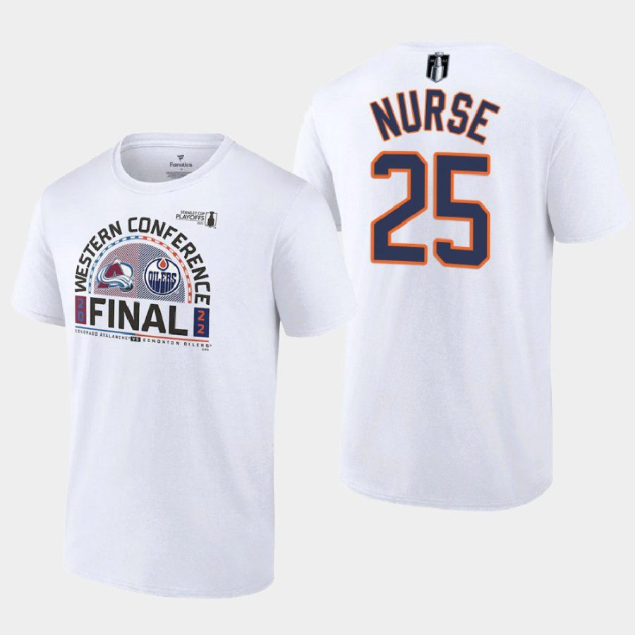 oilers darnell nurse white 2022 stanley cup playoffs western finals matchup tee