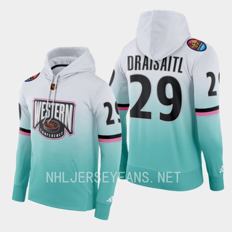 oilers leon draisaitl white 2023 nhl all star color crash hoodie