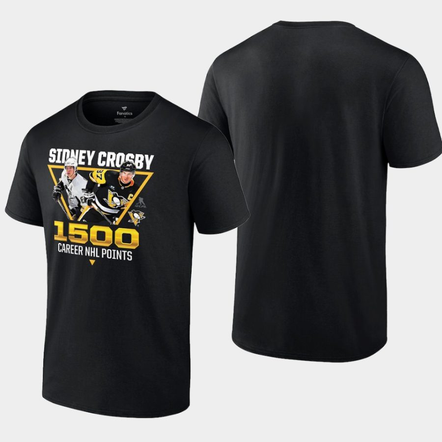 penguins sidney crosby black 1500 career points t shirt