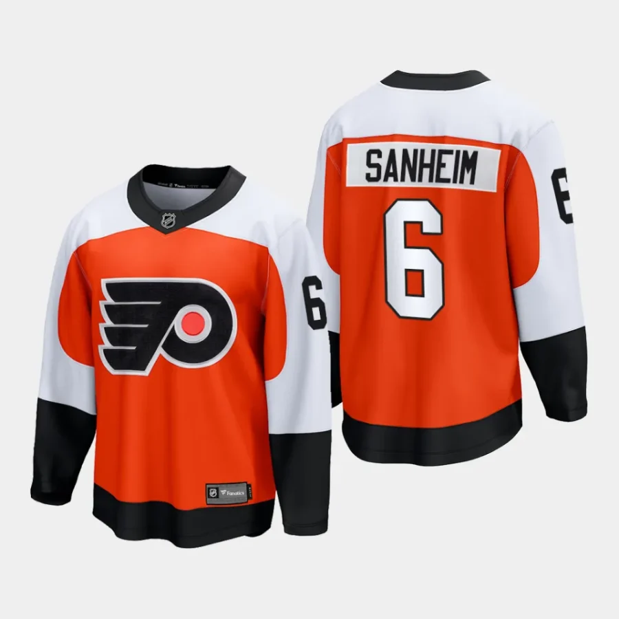 philadelphia flyers travis sanheim home 2023 24 premier breakaway player jersey burnt orange