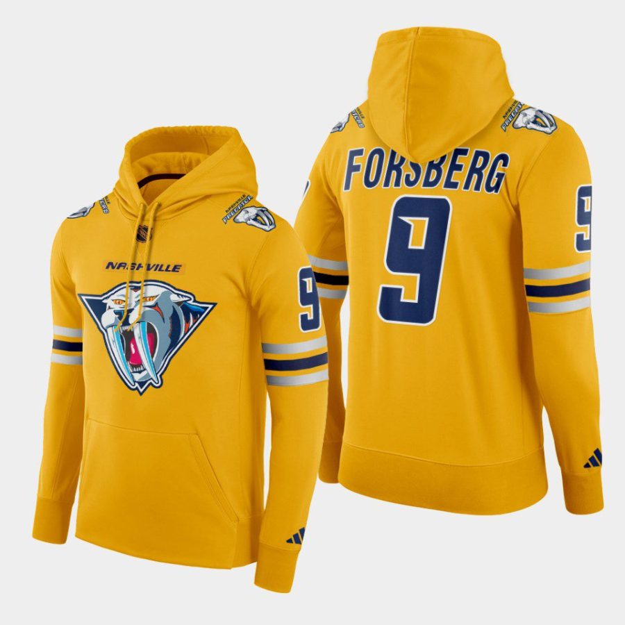 predators filip forsberg gold reverse retro 2.0 pullover hoodie