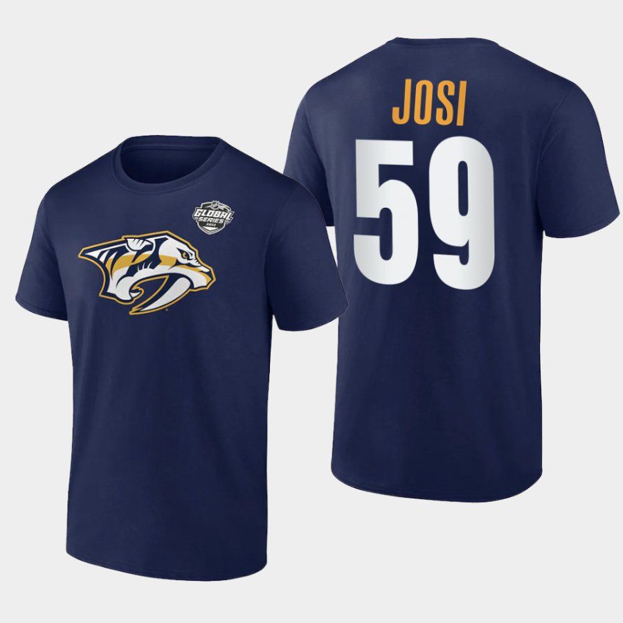 predators roman josi navy 2022 nhl global series t shirt