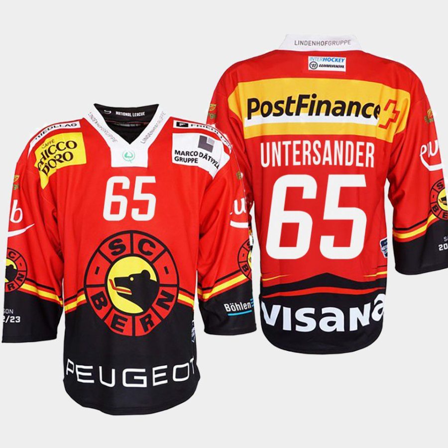 ramon untersander sc bern red 2022ice hockey shirt jersey