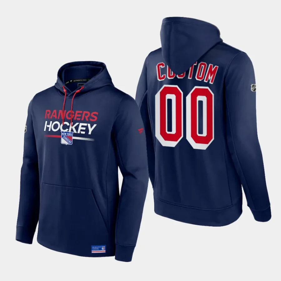 rangers custom navy authentic pro pullover hoodie