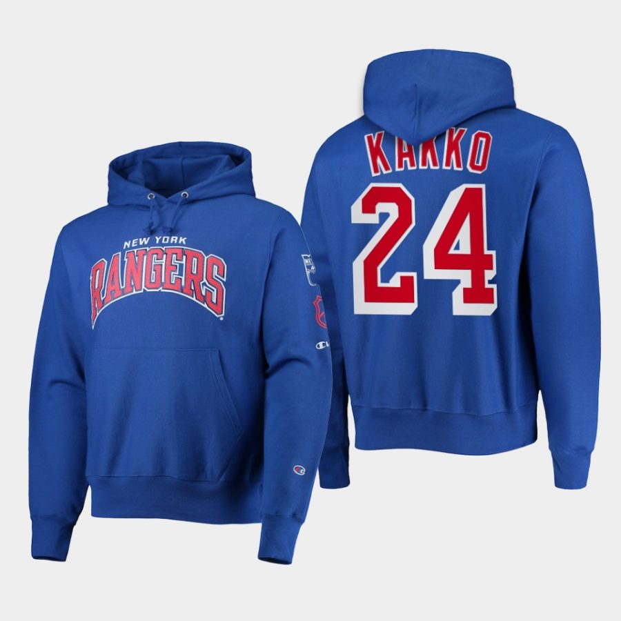 rangers kaapo kakko blue champion capsule ii pullover hoodie