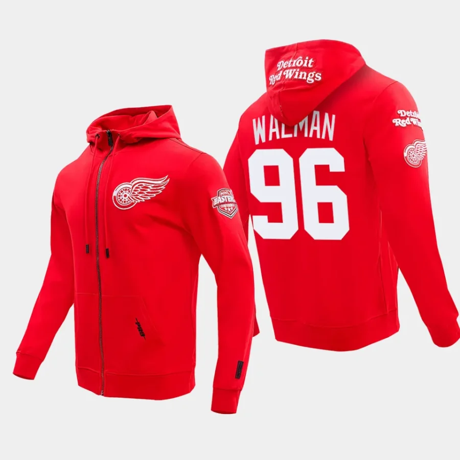 red wings jake walman red classic chenille full zip jacket hoodie