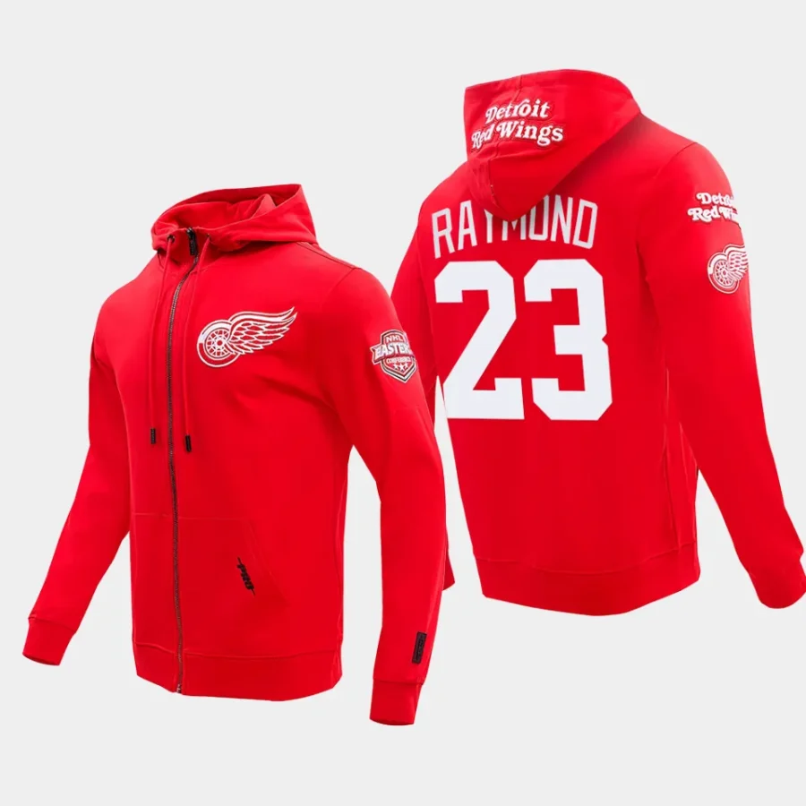 red wings lucas raymond red classic chenille full zip jacket hoodie