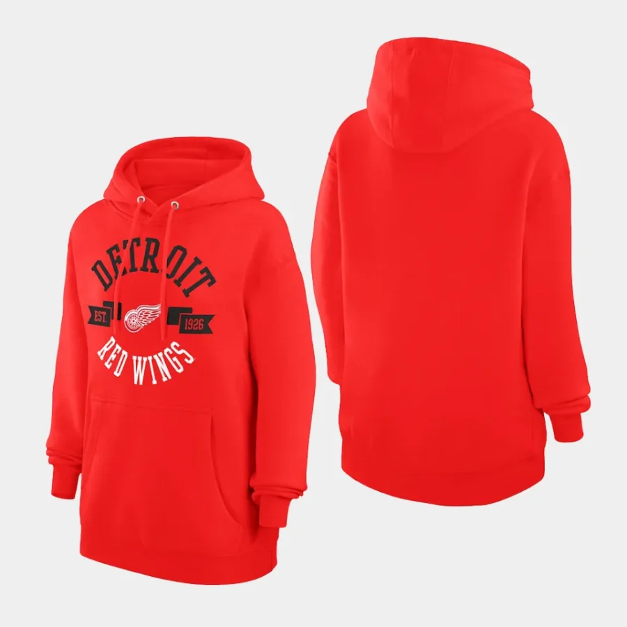 red wings women red city graphic fleece pullover hoodie