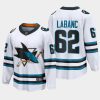 san jose sharks kevin labanc away 2022 23 the evolve jersey white