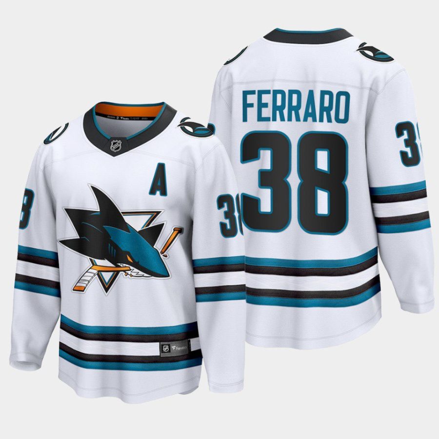 san jose sharks mario ferraro away 2022 23 the evolve jersey white