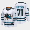 san jose sharks nikolai knyzhov away 2022 23 the evolve jersey white