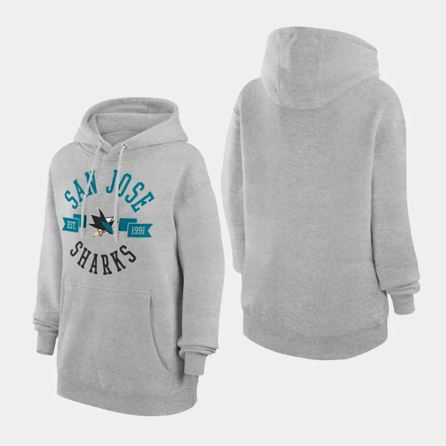 sharks women heather gray city graphic fleece pullover hoodie